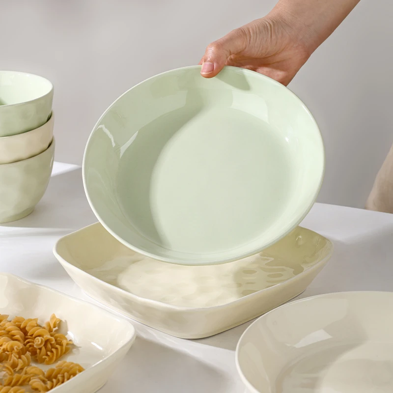 芬利兰【4个装】釉下彩石纹8.2英寸4个圆盘陶瓷深盘-2