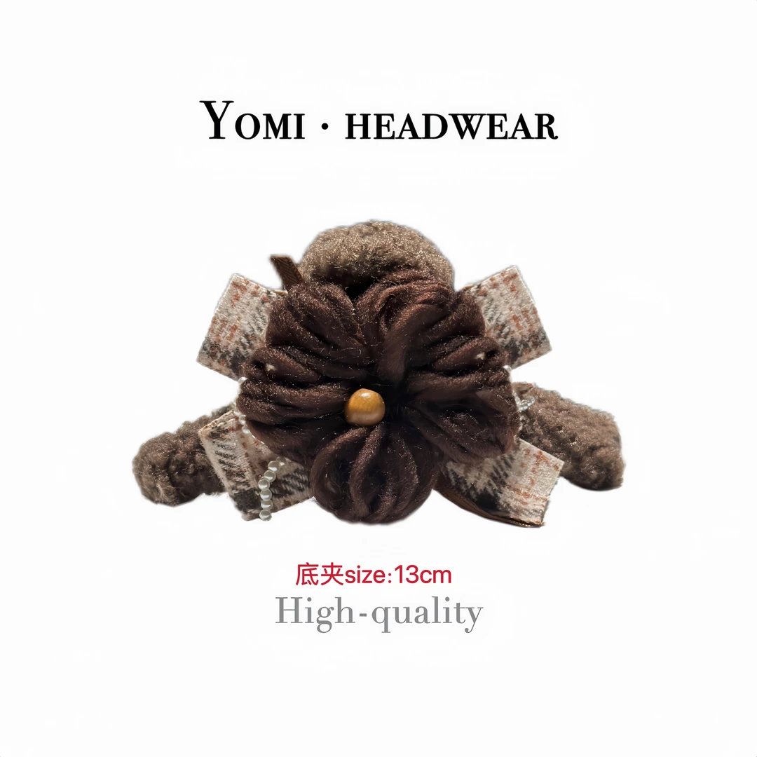 手工成人气质发饰发卡夹子新款头饰发夹AB面秋冬毛线抓夹13CM韩版