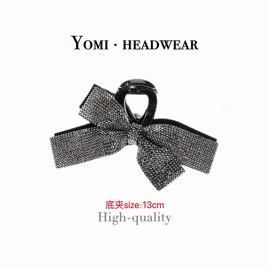 小刘海夹碎头发韩国高端满钻闪耀蝴蝶结抓夹黑色优雅韩版发卡网红