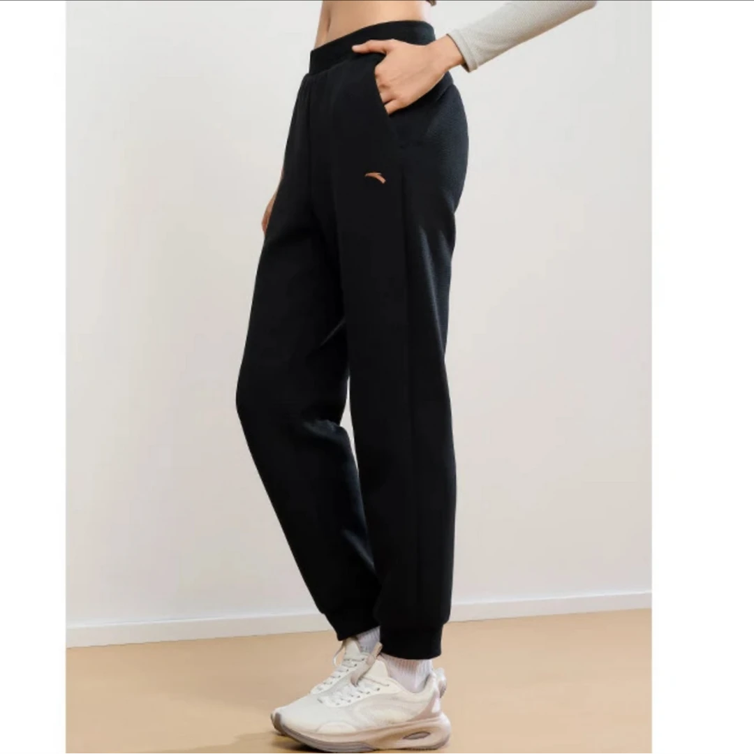 安踏针织运动长裤女士秋季跑步健身直筒束脚裤卫裤百搭休闲裤子女