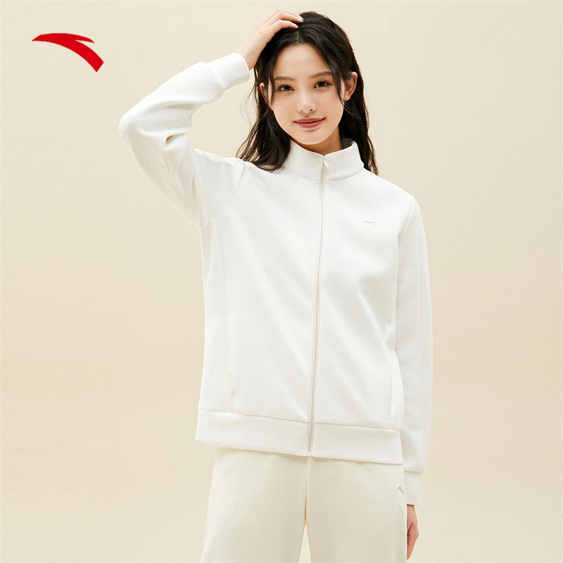 安踏奥特莱斯运动外套女子2023秋季立领拉链弹力针织外套夹克上衣