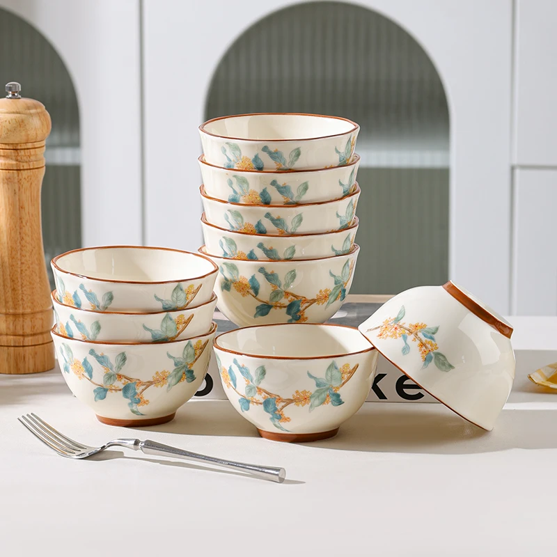 【铭策优品】盛世华贵4.5英寸轻奢简约家用10只装创意陶瓷米饭碗