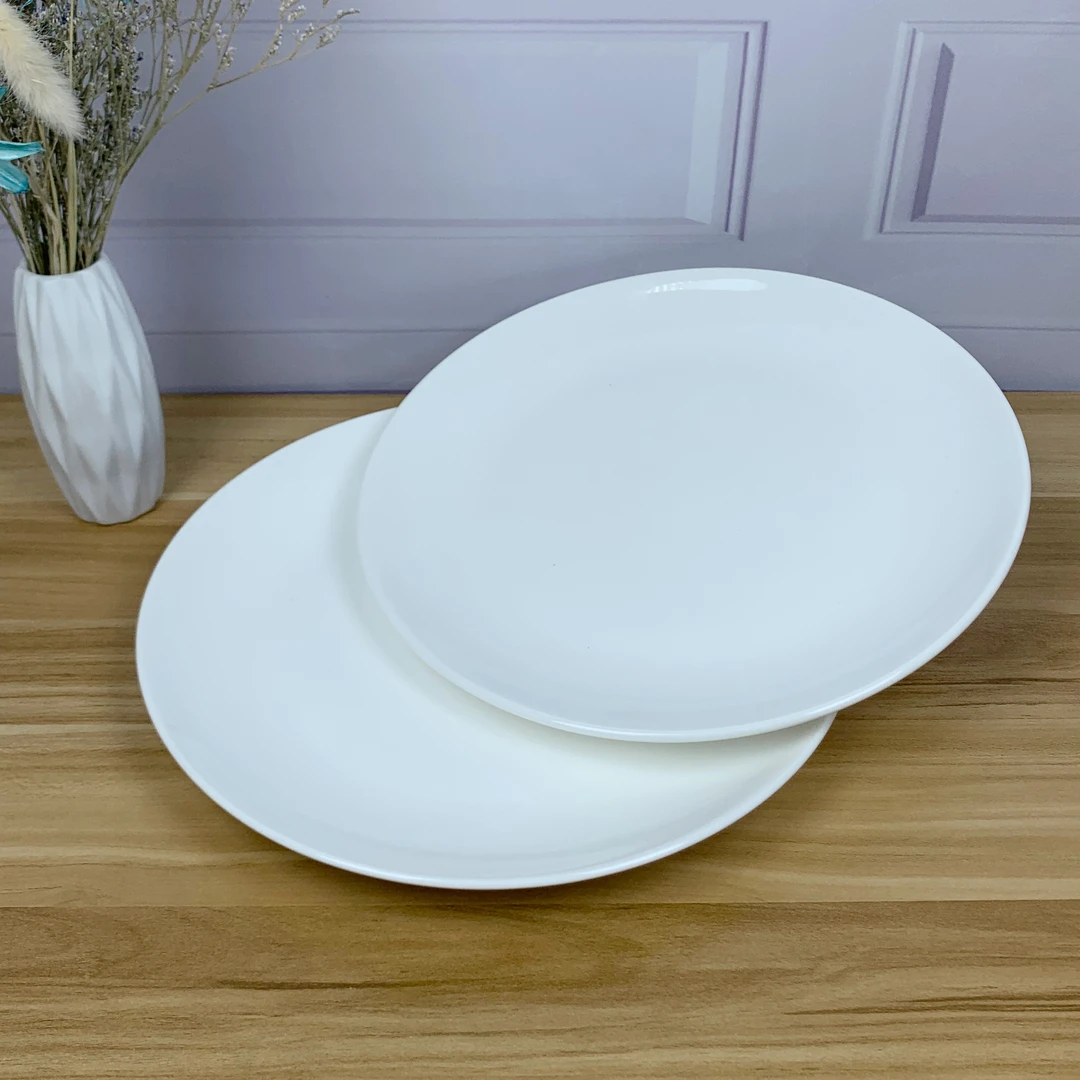 【铭策优品】M出口尾货简约ins风10.5英寸大白盘2只纯白平盘水果盘