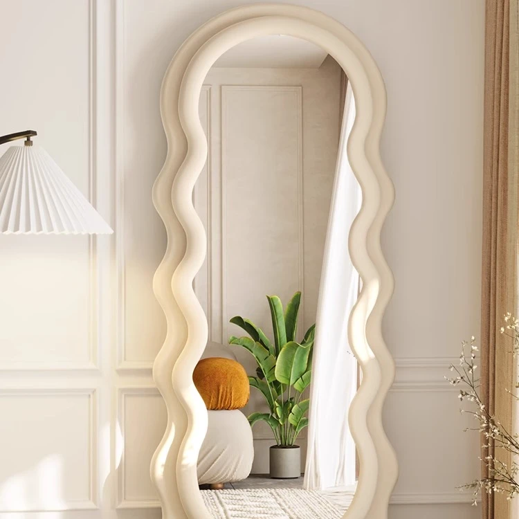 可爱少女全身镜高清防爆镜网红全身镜落地镜奶油ins风高级穿衣镜