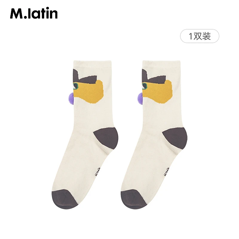 马拉丁童装儿童袜子2024春新款男童女童配饰精梳棉亲肤舒适中筒袜