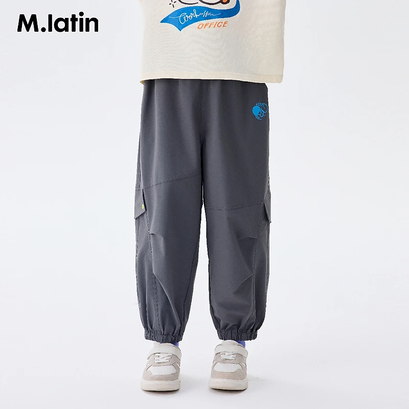 马拉丁童装儿童裤子春秋男女童大童降落伞工装裤梭织长裤