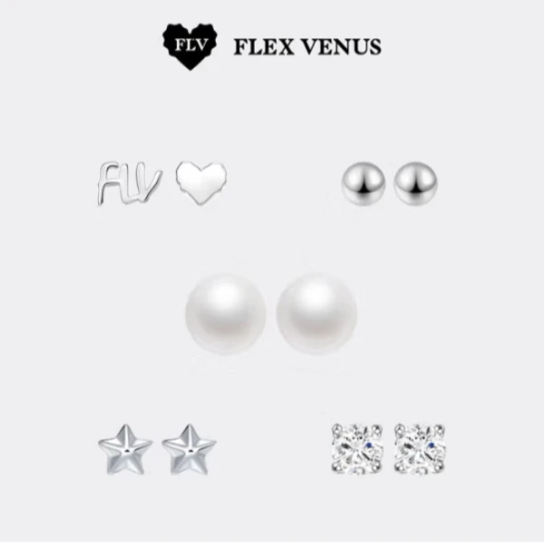 铜合金合成锆石耳饰 FLV通勤耳钉套组礼盒原创小众简约百搭耳钉