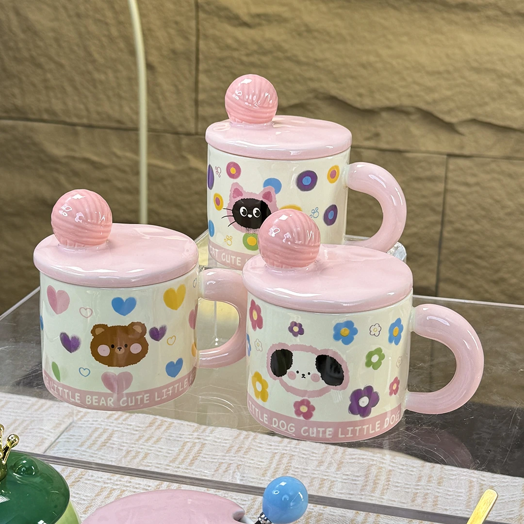 高颜值礼盒立体杯盖可爱萌宠动漫卡通网红喝水喝牛奶咖啡马克杯