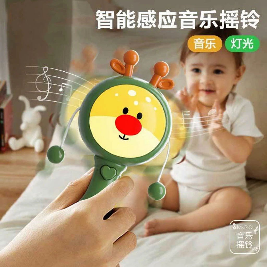 婴儿玩具音乐手摇铃可咬手握0-6个月以上拨浪鼓幼儿安抚哄娃宝宝