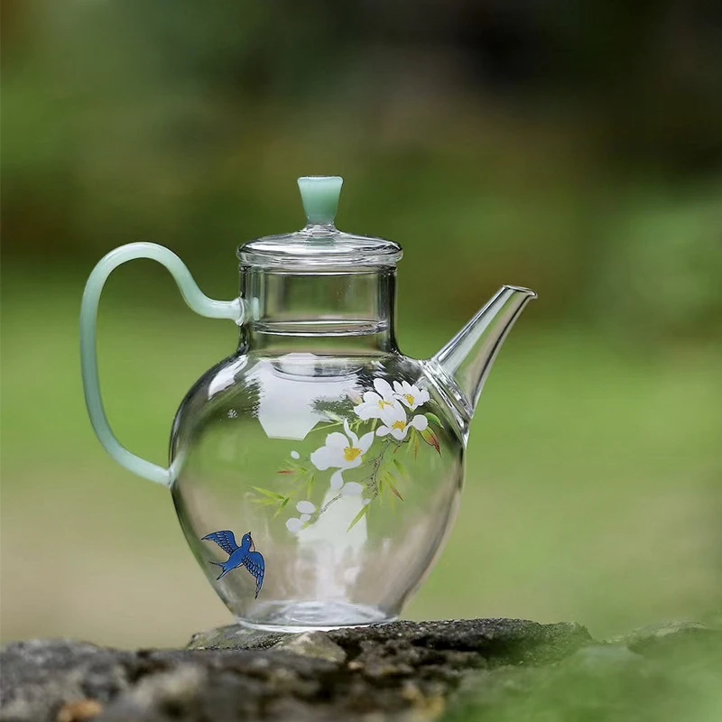 【浅刻好物】小清新玻璃茶壶耐热高温泡茶壶 过滤侧把壶