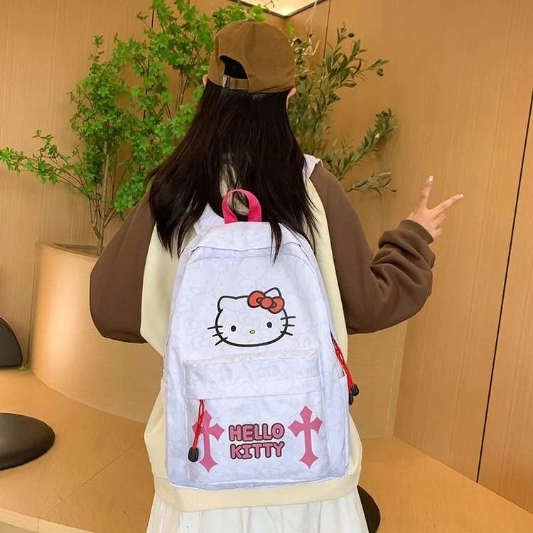 Hellokitty双肩包女2023新款可爱小众背包女初中高中学生印花书包