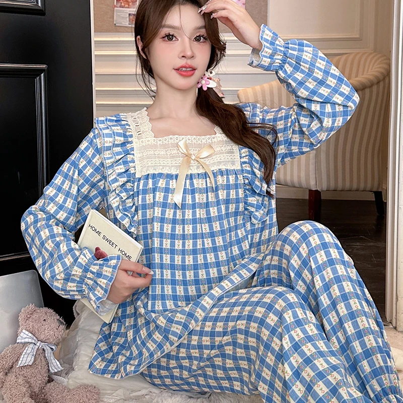 睡衣女春秋冬季性感长袖可爱公主风女士新款家居服大码套装1028