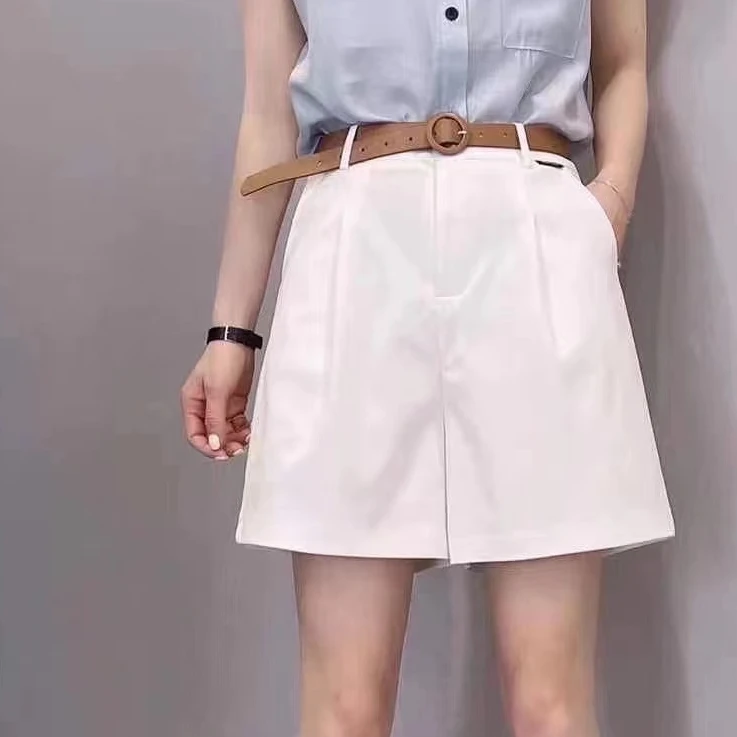8098#短裤高腰时尚休闲百搭夏季阔腿五分韩版宽松减龄短裤