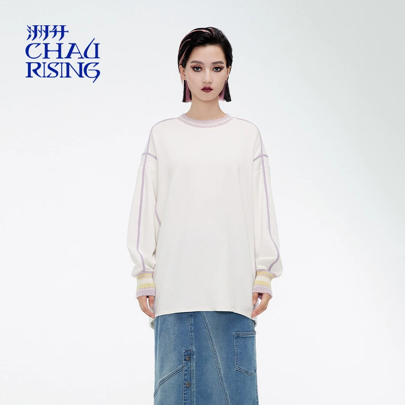 CHAURISING/洲升 24AW针织拼接撞边纯色卫衣24091351