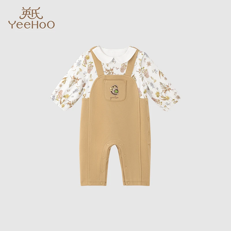 【商场同款】英氏【花间意趣】婴儿衣服秋季哈衣连体衣9A秋2023