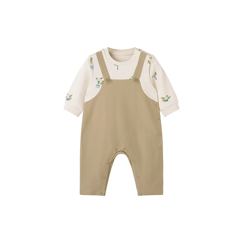 【商场同款】英氏童装春夏小绅士男女宝假两件连体衣纯棉假两件