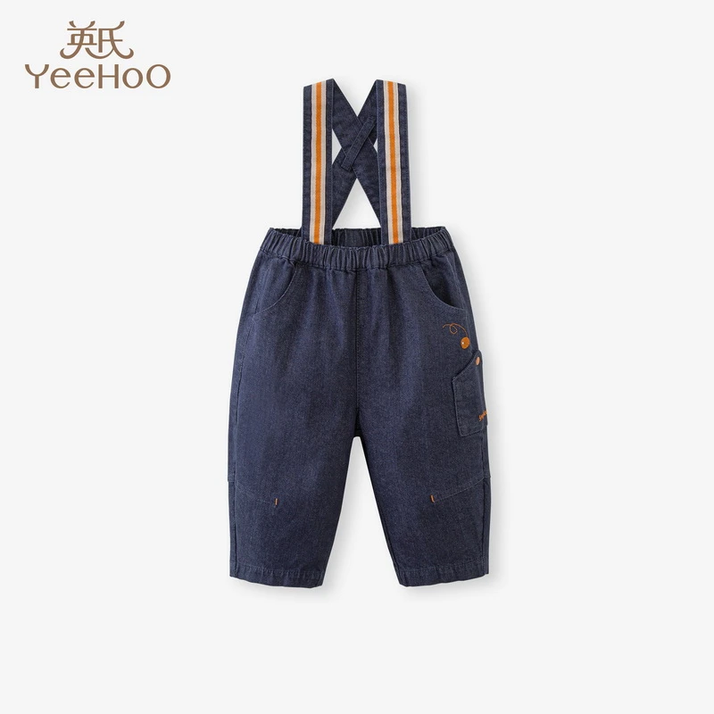 【商场同款】英氏童装儿童裤子2023春季新款男童背带裤牛仔裤长裤
