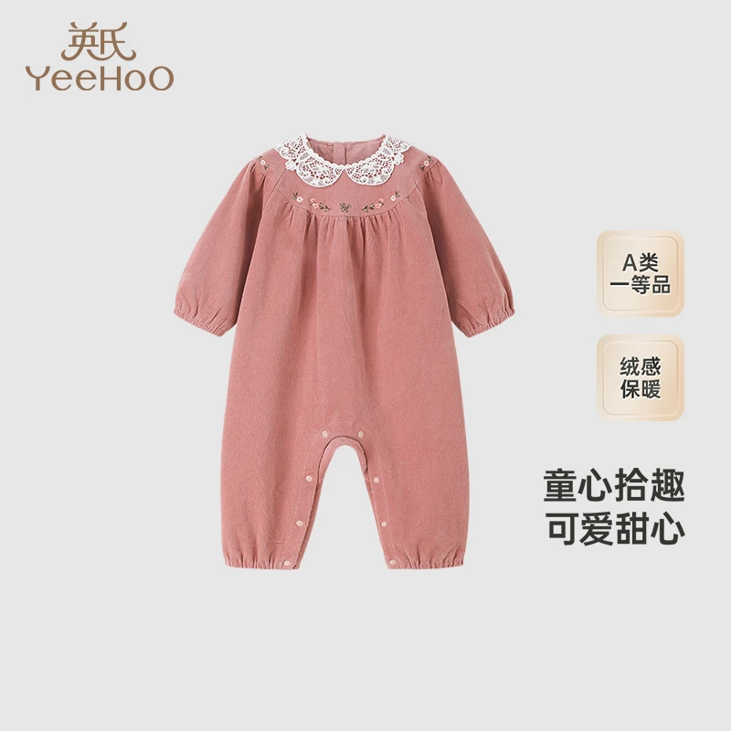 【商场同款】英氏童装灯芯绒连身衣秋保暖长袖女宝包屁衣新款