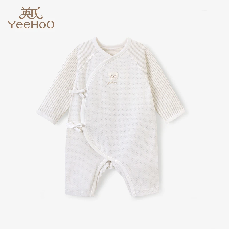 英氏婴儿哈衣男女宝宝纯棉长袖蛤衣连体服爬行服2022年新春款保暖
