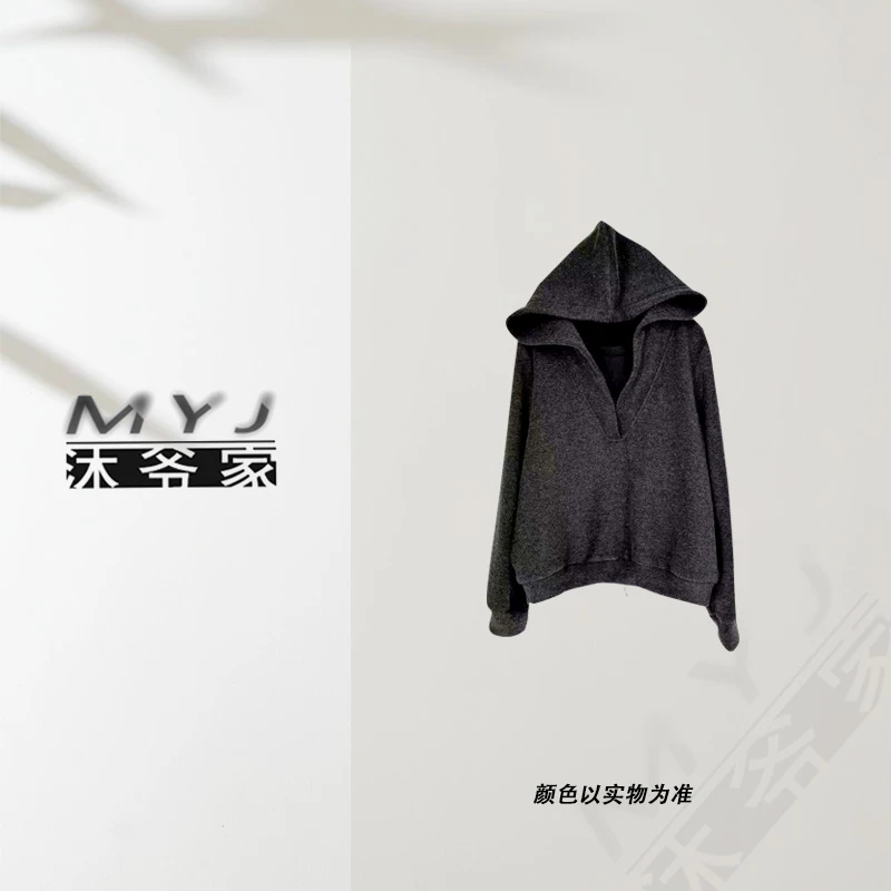 【亲爱】1680针织时尚休闲连帽设计师秋冬简约上衣