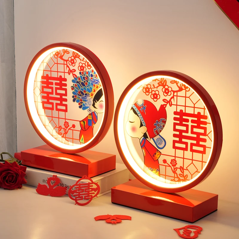 结婚台灯卧室床头灯婚房陪嫁灯婚庆红色一对长明灯新婚礼物送新人