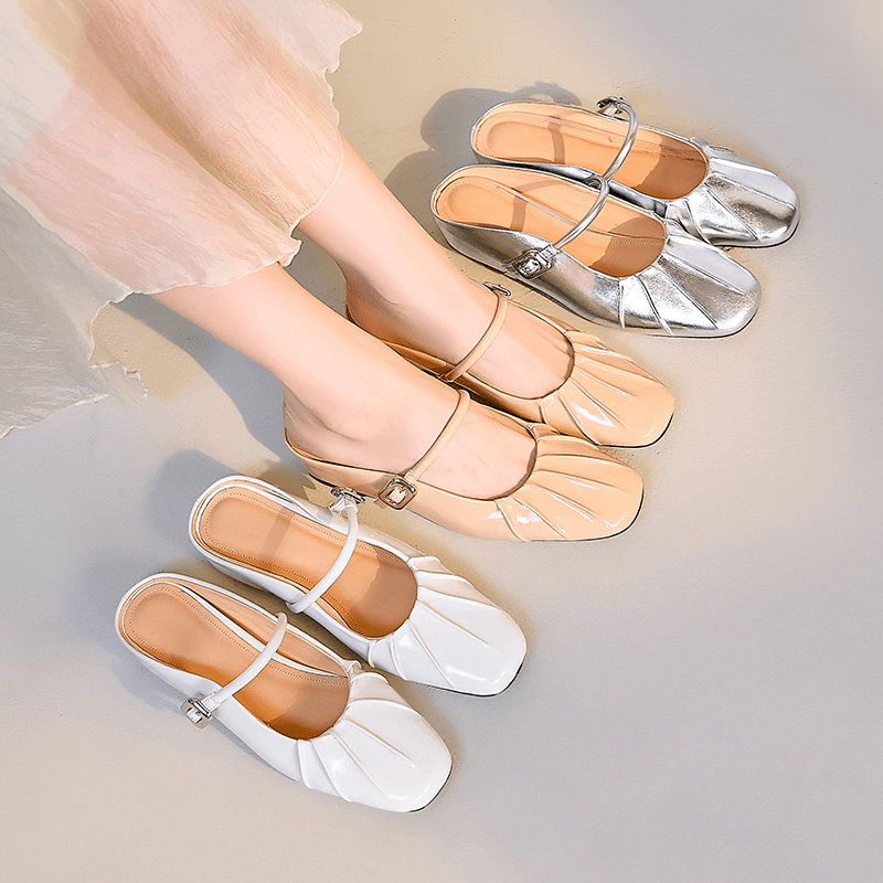 断码 时尚褶皱内增高包头半拖鞋女2024夏新款一字带后空穆勒鞋