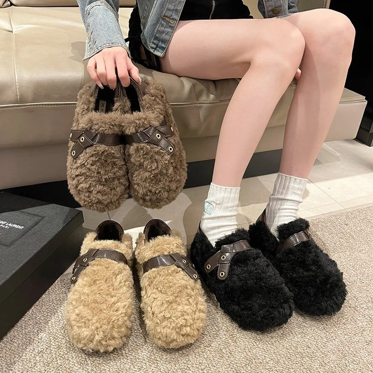 2023秋冬新款网红爆款小众设计款厚底休闲百搭女外穿毛毛鞋