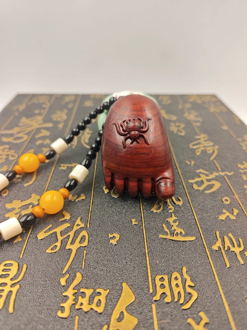 紫檀知足常乐手把件（实木原木原色无漆无腊）