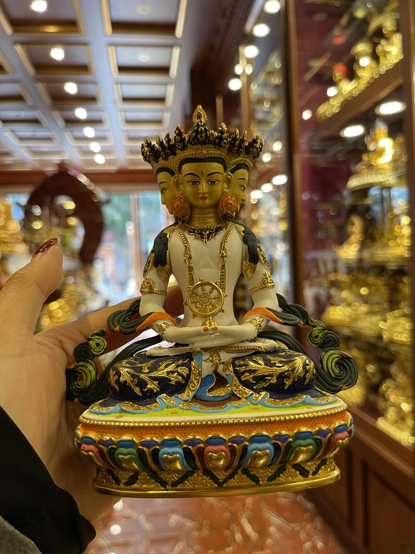 纯铜大日如来摆件彩绘16cm