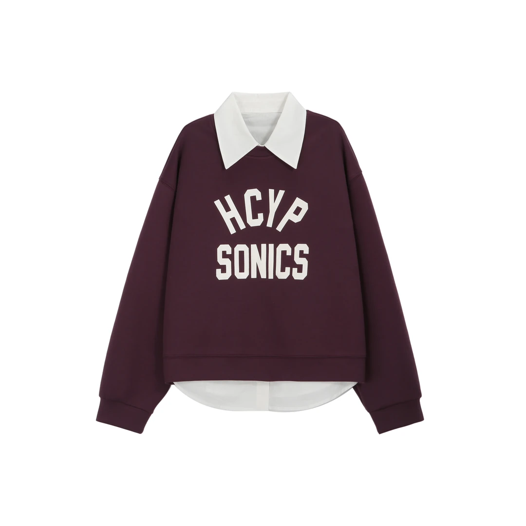 李子木简约时尚卫衣女2023秋季新款百搭显瘦真两件叠穿卫衣B7022