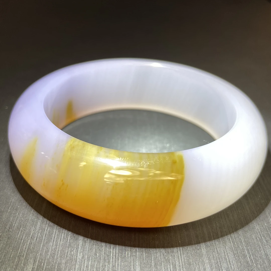 北票树化玉木变玉手镯紫冰多彩好冰宽镯子口经58mm