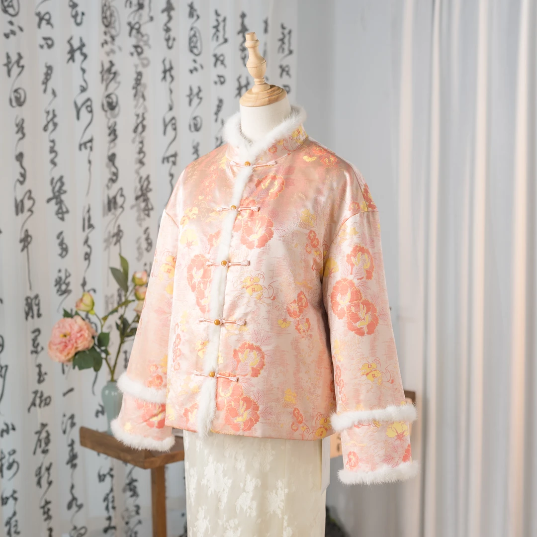 【清思D】中式国潮风秋冬时尚外套上衣保暖棉衣时复古新款