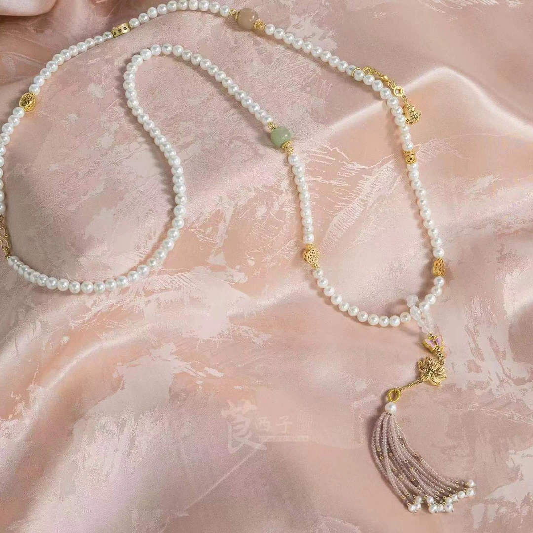 非金属仿珍珠项链 【若桃】气质新中式小众日常中国风国潮复古长款
