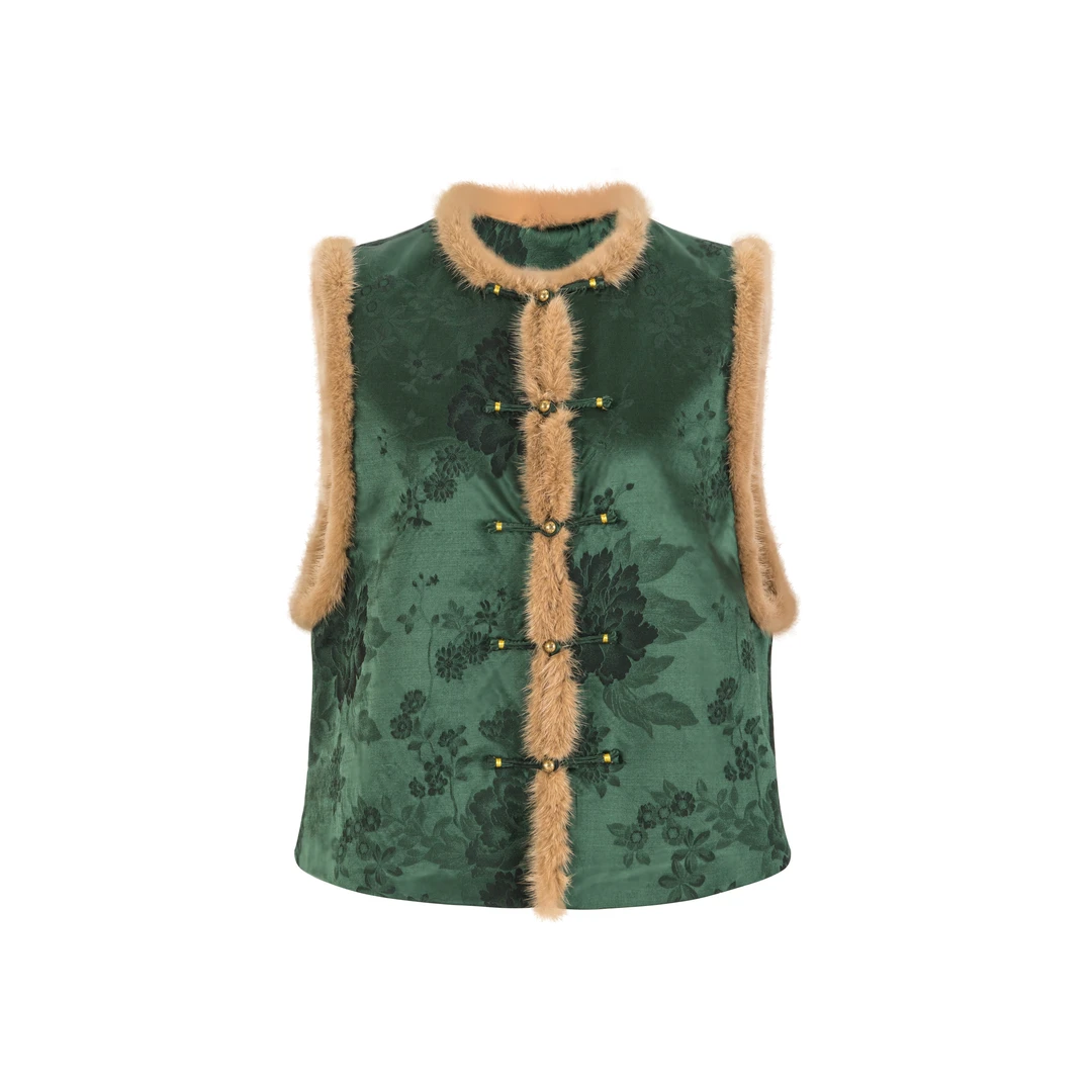 【槿舟】民族风轻奢复古新中式冬保暖百搭贵气中国风马夹通勤