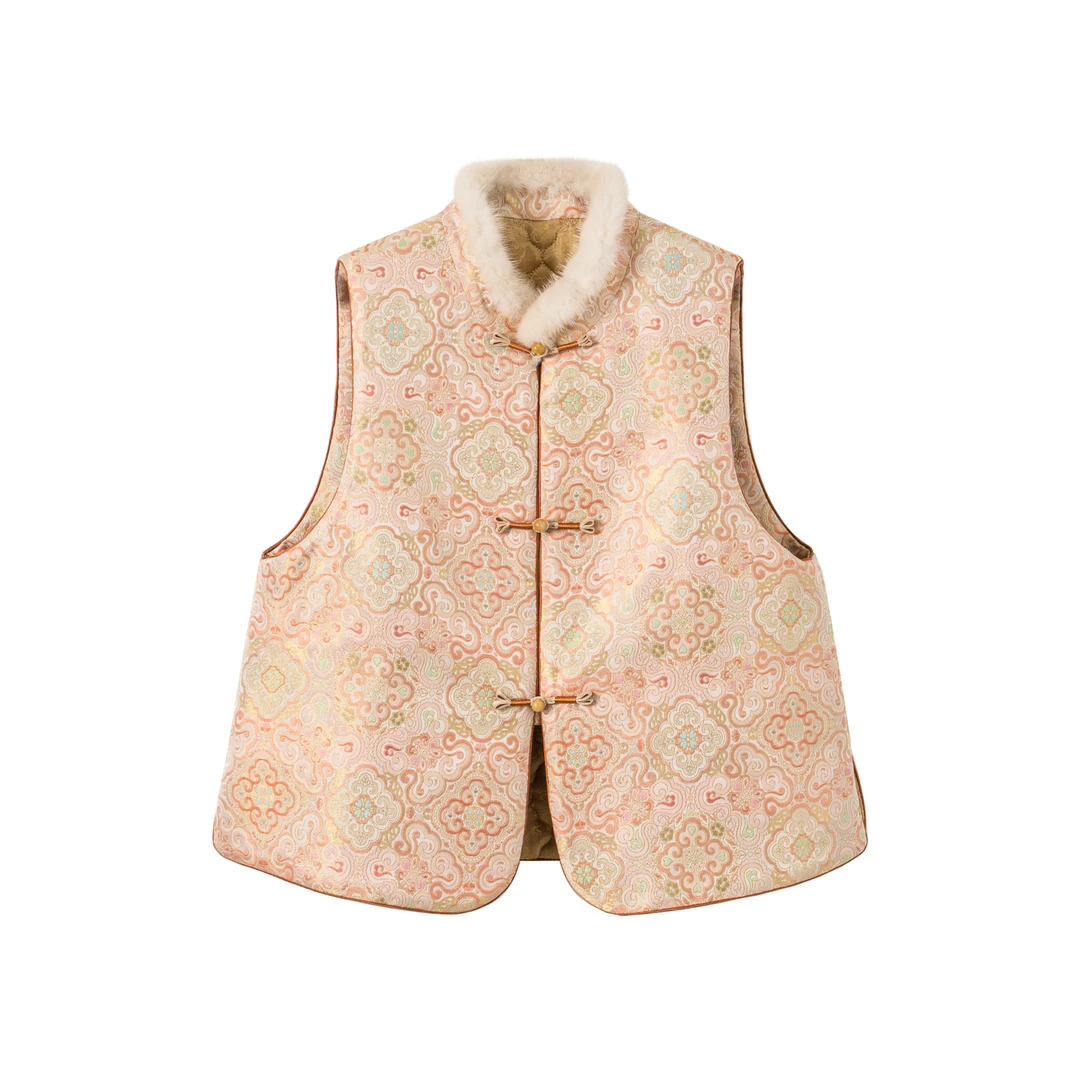 【锦奕】新中式秋冬显瘦贵气桑蚕丝保暖马夹优雅通勤时尚百搭新款