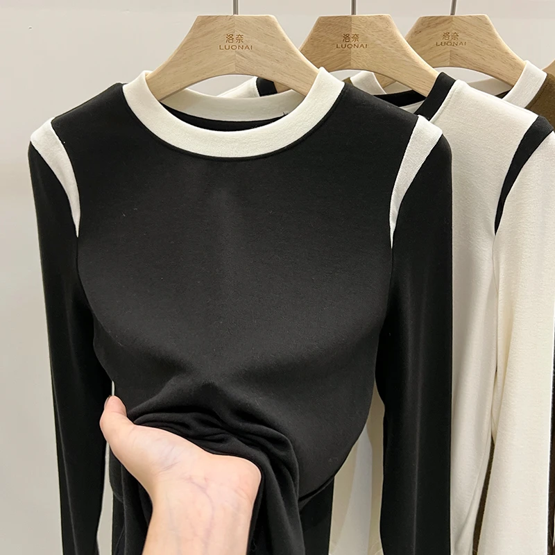 欧货小高领打底衫女秋冬内搭洋气衣服百搭洋气上衣休闲长袖t恤女