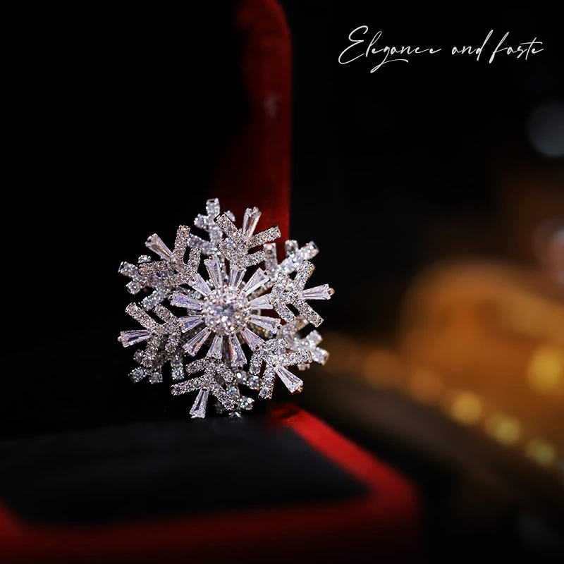 合金合成锆石胸针 【美美专享】小众精致气质百搭雪花胸针-XZ811