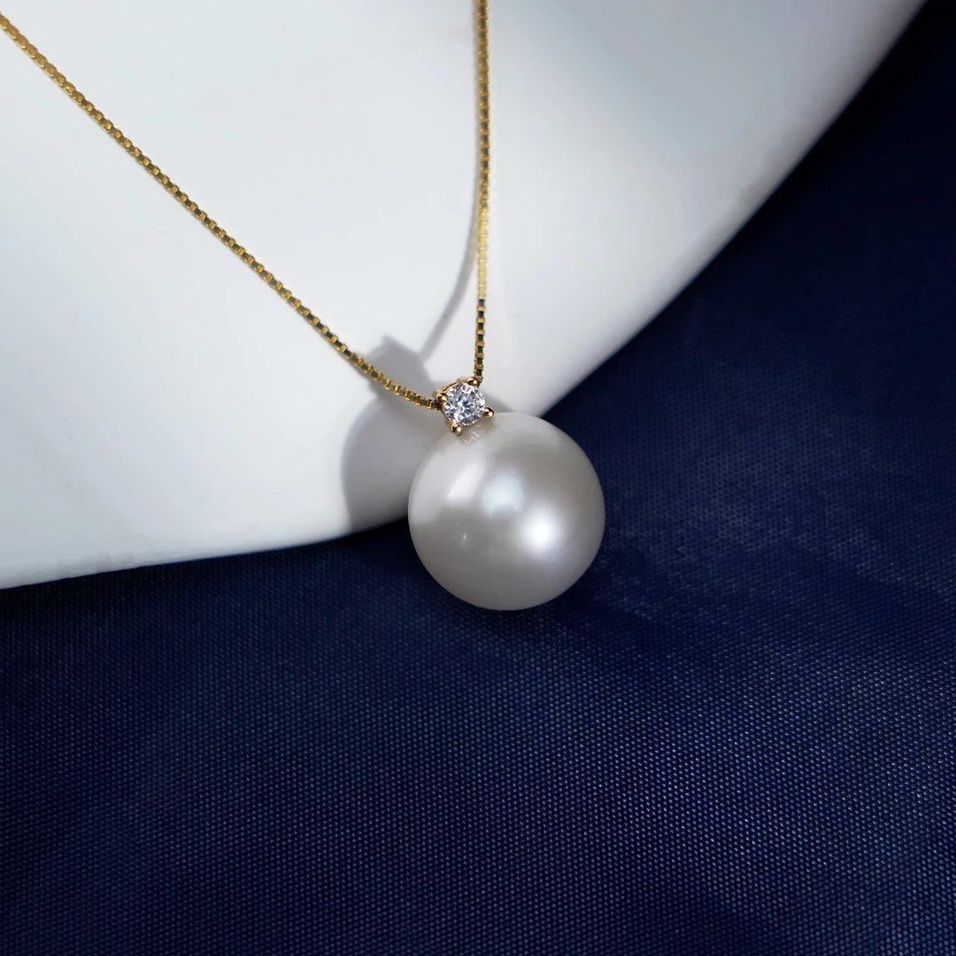 11-12MM婵娟B34 无核S925银天然淡水珍珠吊坠冷白强光