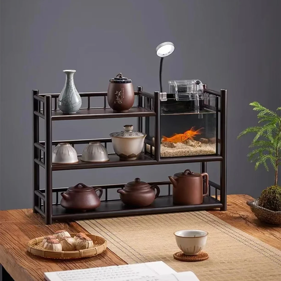 《有鱼》茶具架置物架茶具收纳茶具架水族鱼缸收纳架鱼缸茶架茶杯架