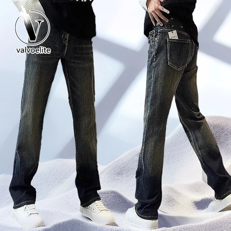 VALVOELITE高街百搭宽松长裤男秋冬轻奢阔腿牛仔裤时尚直筒休闲裤