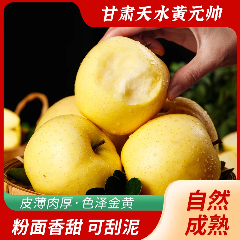 甘肃·秦安-黄元帅苹果粉面苹果粉苹果黄金苹果10斤正宗产地直发
