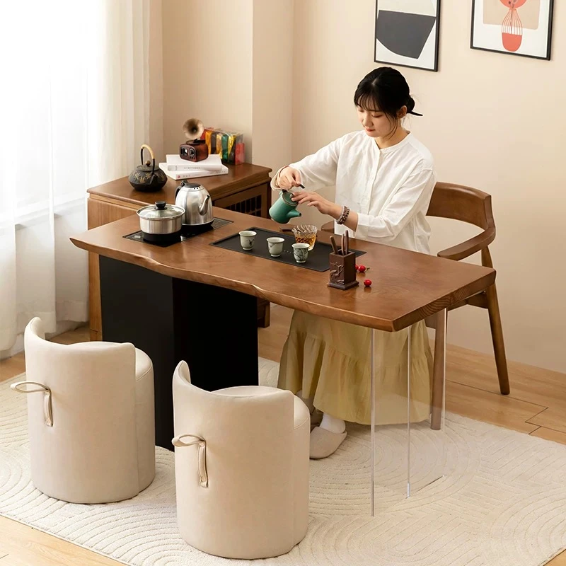 实木阳台茶桌椅组合客厅家用2025新款小型茶台轻奢现代高级感简约