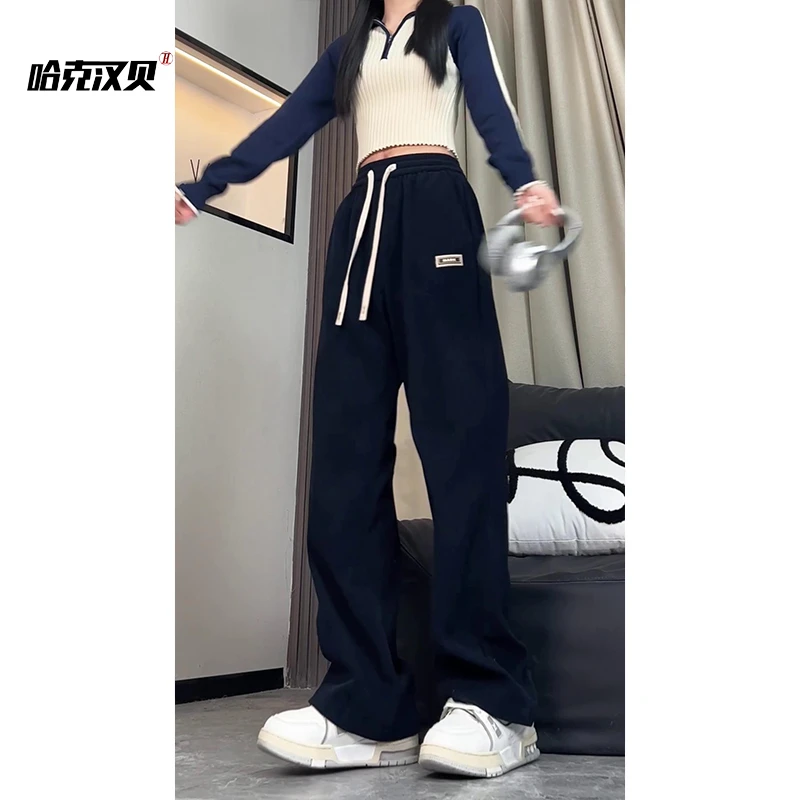 美式复古灯芯绒直筒裤子男女款春秋季百搭垂感阔腿宽松直筒休闲裤