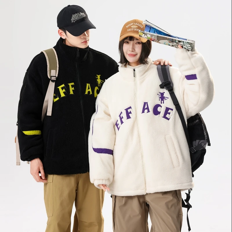 efface保暖羊羔绒棉服加厚立领外套情侣款潮流时尚棉袄JJJJ