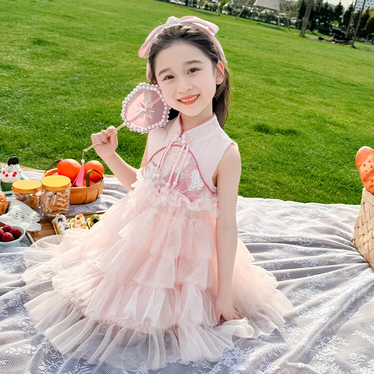 女童中国风背心裙2024新款夏季女孩新中式连衣裙女宝宝小童夏装潮