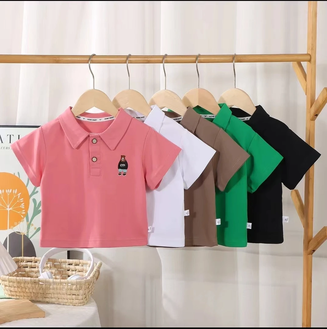 儿童夏季POLO衫短袖T恤中小童百搭纯色洋气休闲男女童运动韩版