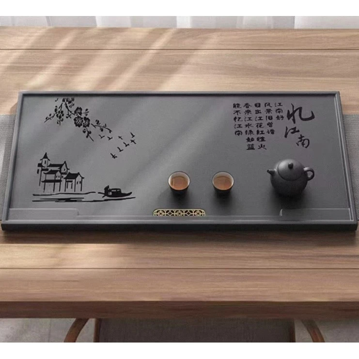 干泡台茶盘石茶托盘手工轻奢高档中式家用简约创意大号茶道长方形