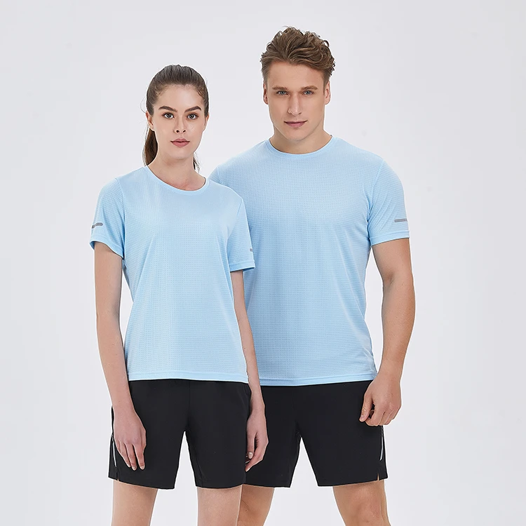 中健休闲运动夏季圆领纯色男女同款T恤22351