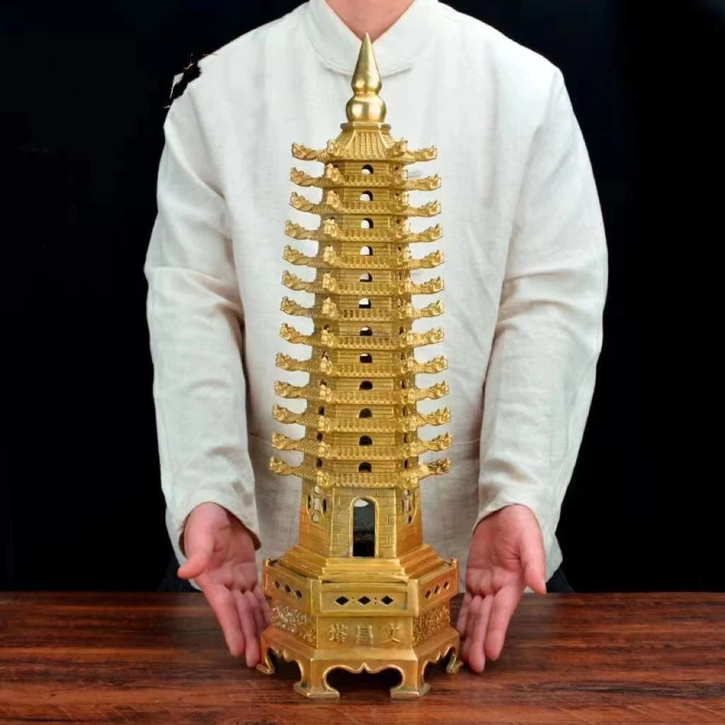 纯铜文昌塔全铜摆件 十三层龙头文峰塔家用客厅桌面工艺品摆设