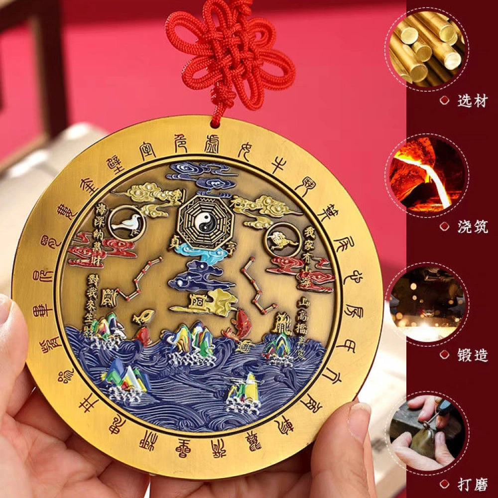 【实心】黄铜山海镇麒麟桃木室内客厅室外大门窗户挂件观音菩萨佛像